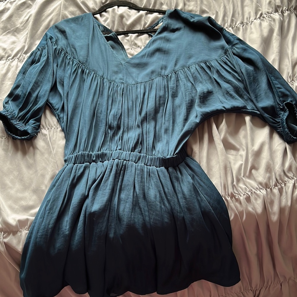 Mustard seed teal mid sleeve romper
